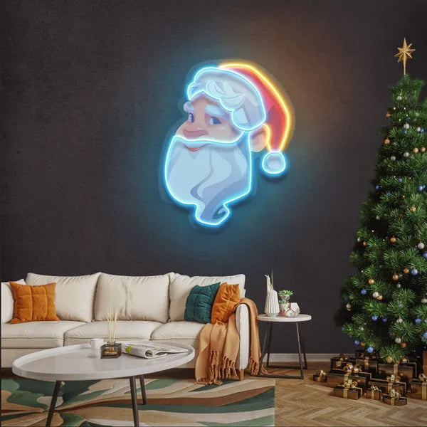 Big Beard Santa Merry Christmas Neon Sign by LEDNeon's - Add a jolly touch with this big beard Santa neon sign.