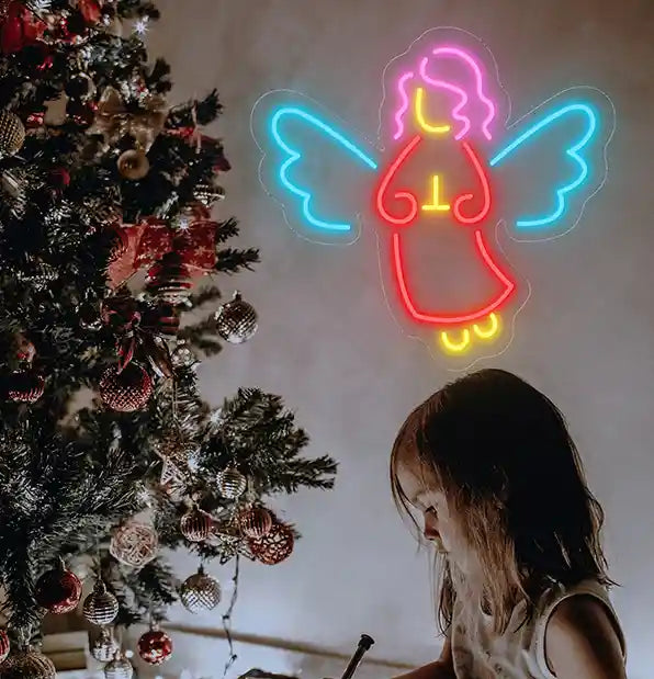 Christmas Angel Neon Light by LED Neon's - Bright up your holiday space with this beautiful angel neon light.