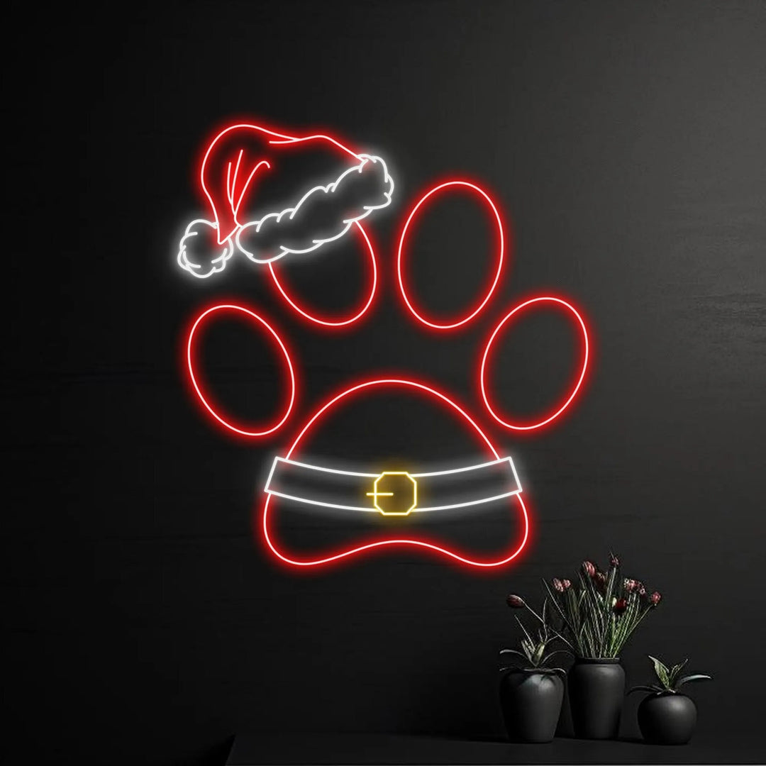 Christmas Paw Merry Christmas Neon Sign by LEDNeon's - Add festive joy with this paw-themed Christmas neon sign.