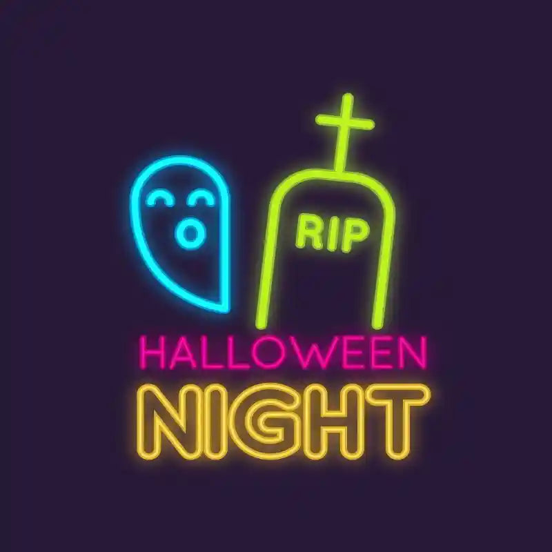 RIP Ghost Halloween LED Neon Sign by LEDNeons - glowing ghost design, perfect spooky décor for Halloween.