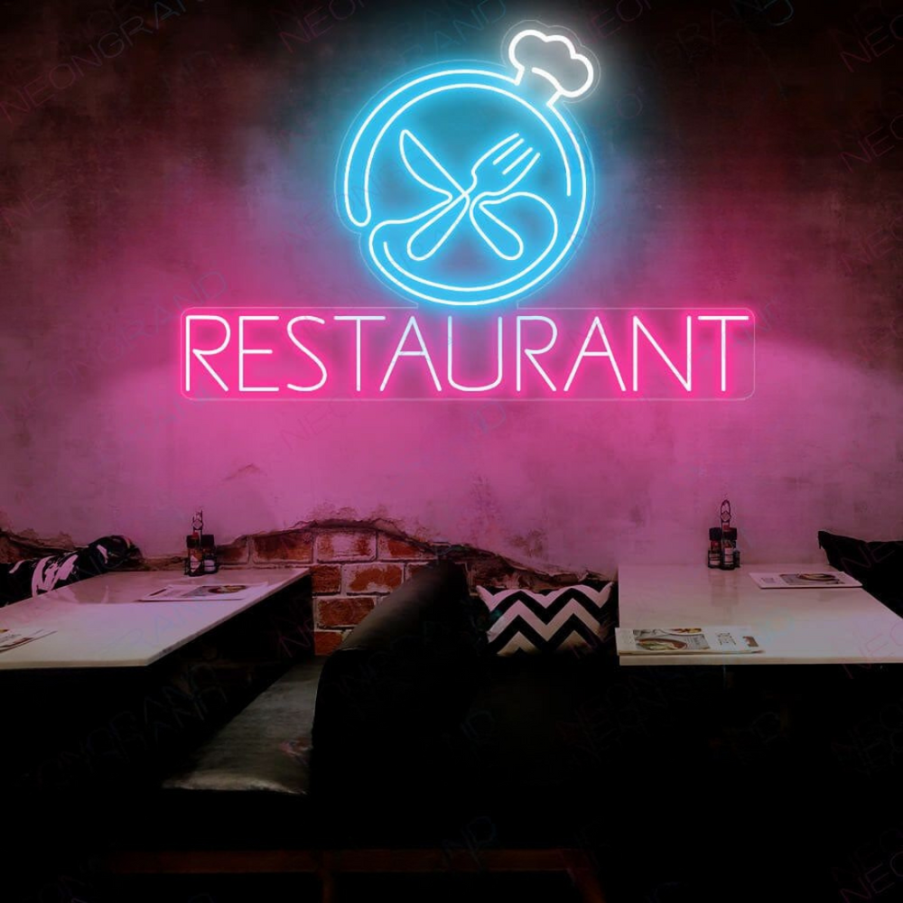 Restaurant Business Neon Sign by LEDNeons - Stylish LED Neon Sign enhancing restaurant storefront visibility