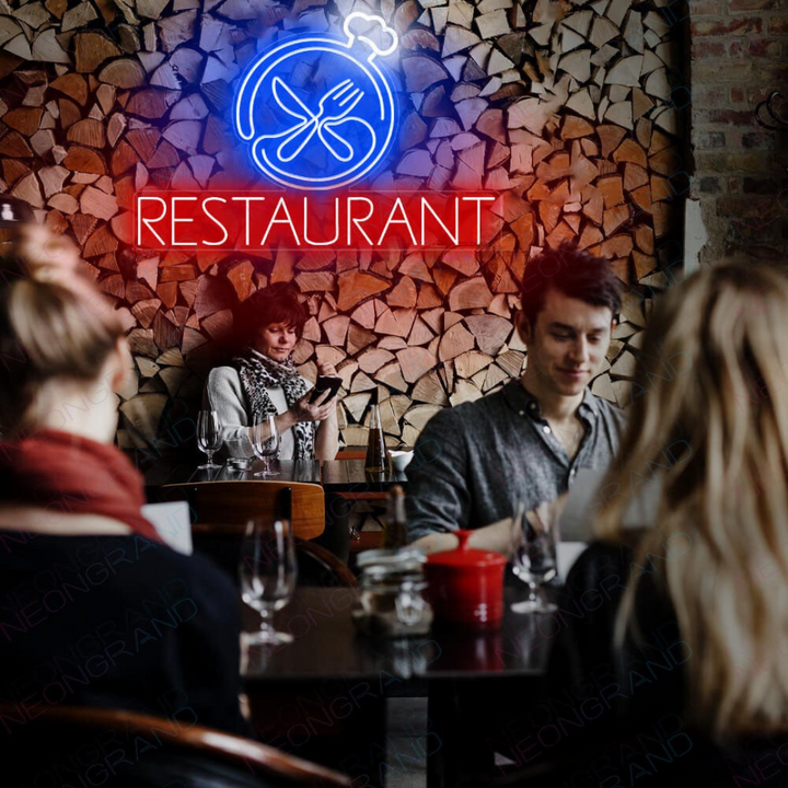 Restaurant Business Neon Sign by LEDNeons - Stylish LED Neon Sign enhancing restaurant storefront visibility