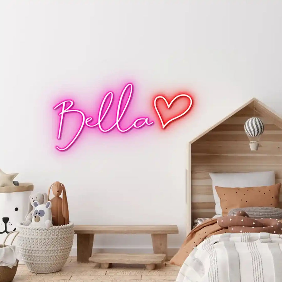 Custom "Bella" Name Neon Sign - 16.1x6.5 Inch LED Wall Light For Bedroom, Birthday Party Decor