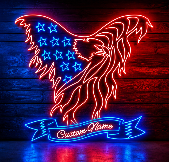 Personalized Flag Eagle Neon Sign