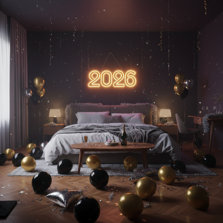 2026 LED Neon Sign glowing in vibrant colors – perfect New Year wall décor by LEDNeons
