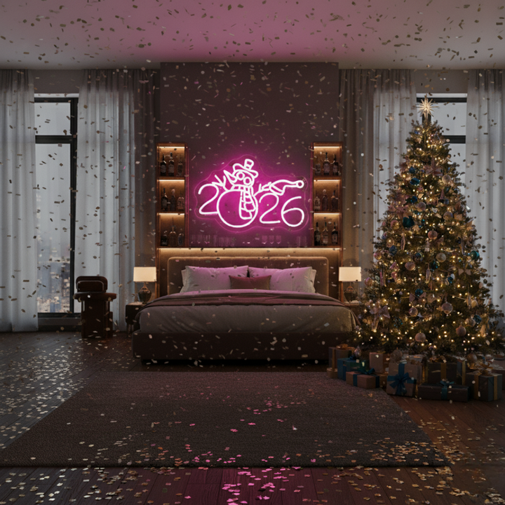 2026 with Snowman Icon Neon Sign by LEDNeons – Festive LED wall décor for New Year and winter celebrations
