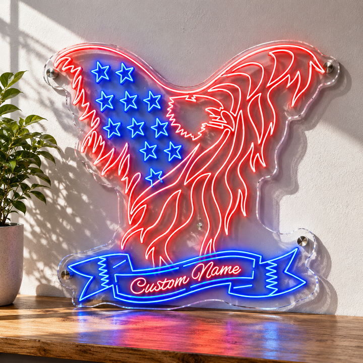 Personalized Flag Eagle Neon Sign