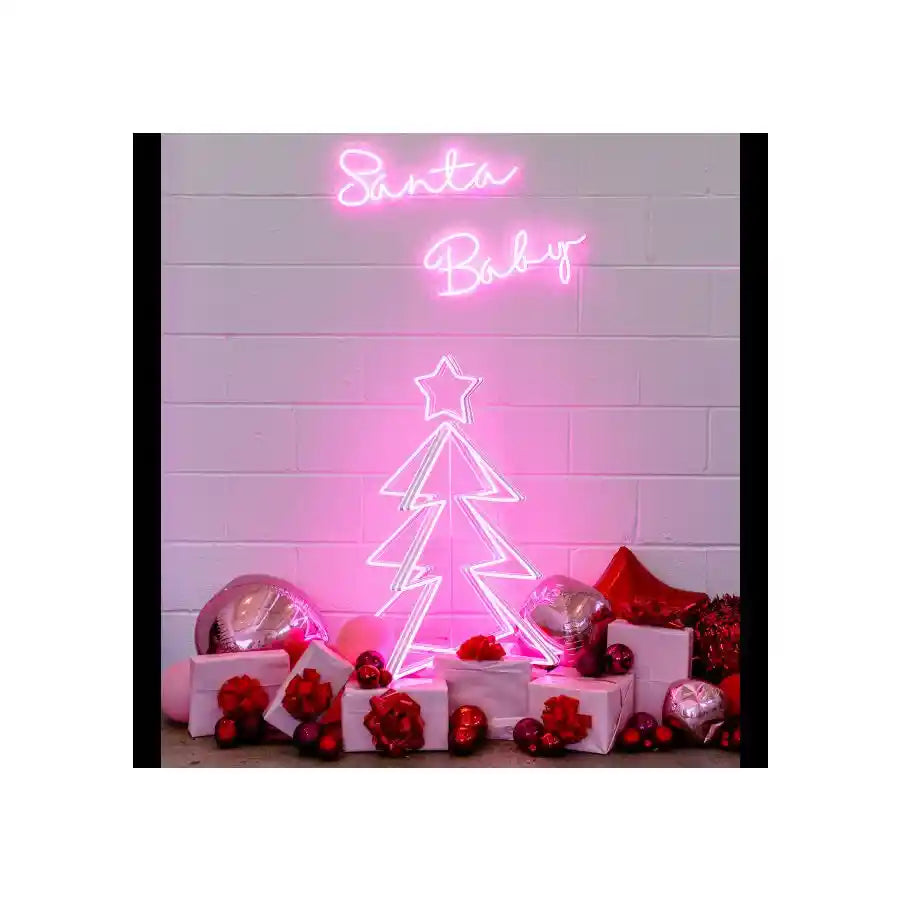 3D LED Tree Merry Christmas Neon Sign by  LEDNeon's  - Add a festive touch with this vibrant 3D LED tree neon sign.