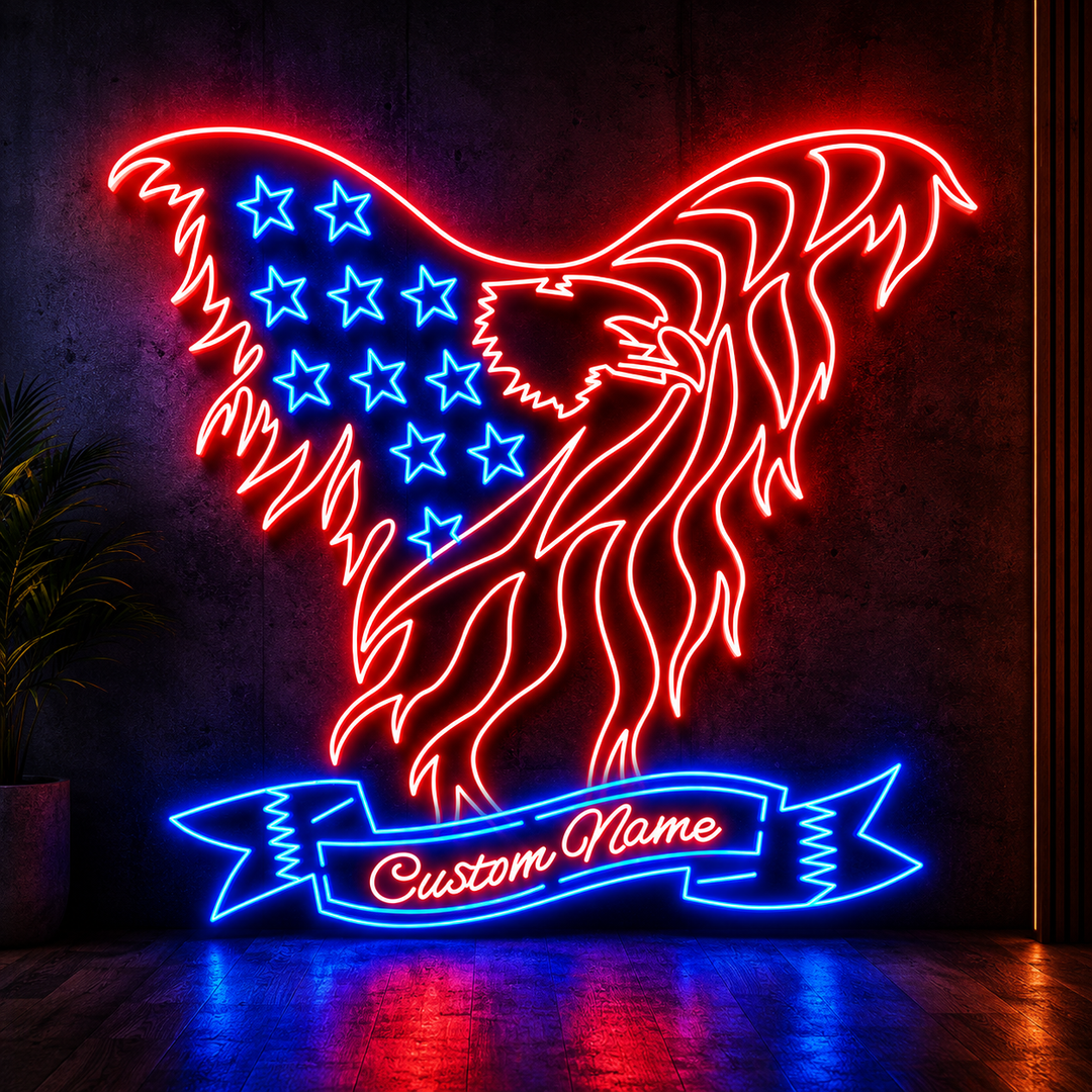 Personalized Flag Eagle Neon Sign