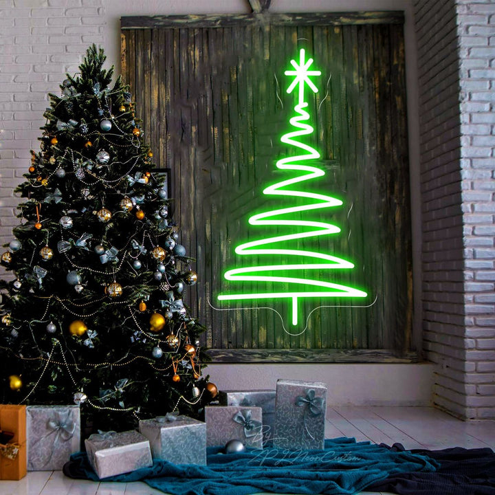 Large Modern Tree Merry Christmas Neon Sign