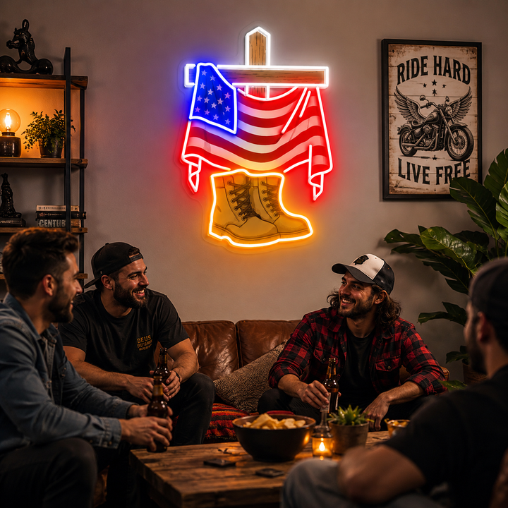 Flag Boots LED Neon Sign