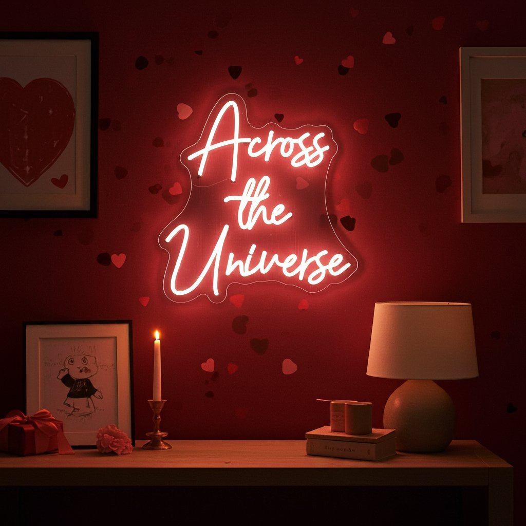 Across The Universe Valentine's Day Neon Sign by LEDNeons - creating a cozy and romantic Valentine’s ambiance.