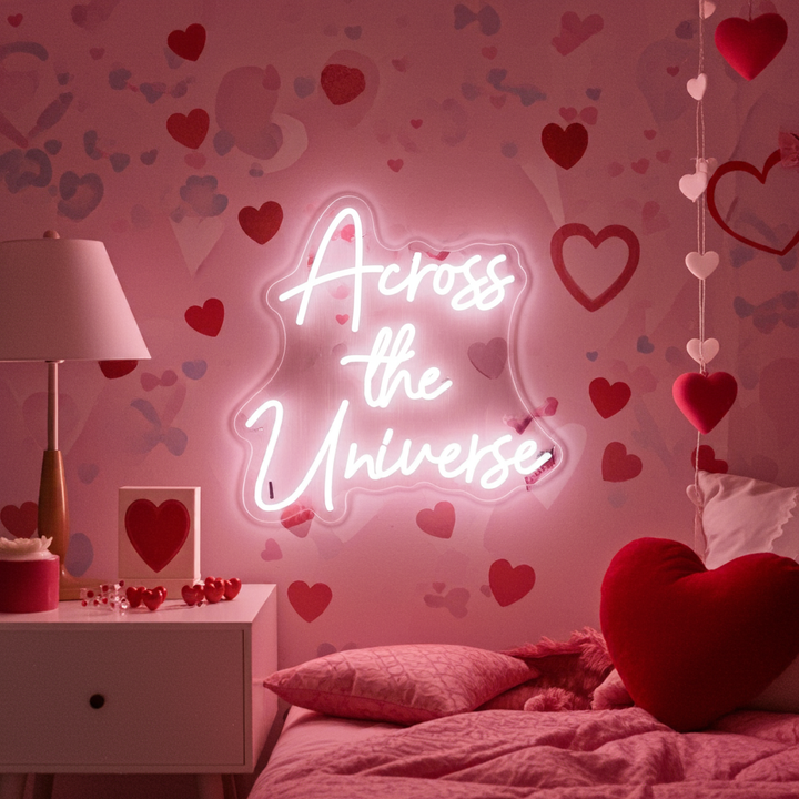 Across The Universe Valentine's Day Neon Sign by LEDNeons - creating a cozy and romantic Valentine’s ambiance.