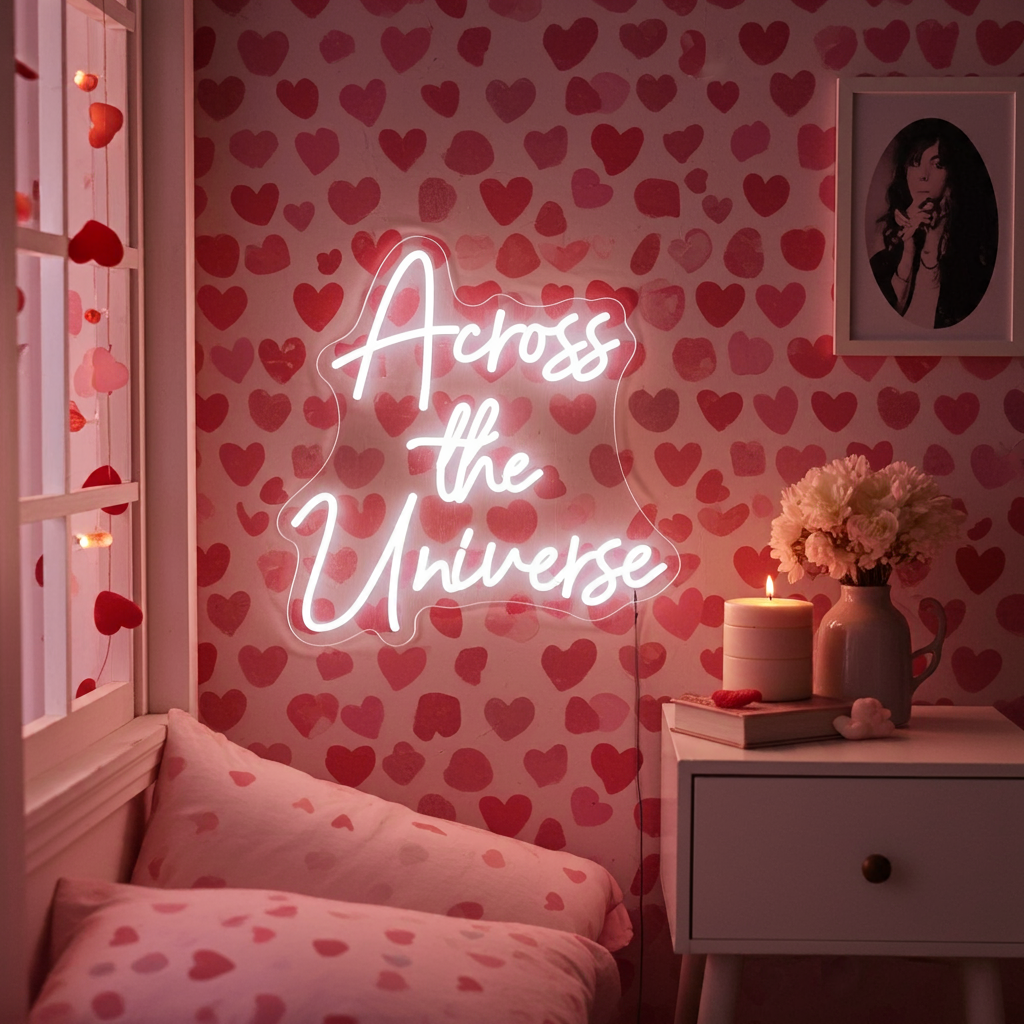Across The Universe Valentine's Day Neon Sign by LEDNeons - creating a cozy and romantic Valentine’s ambiance.