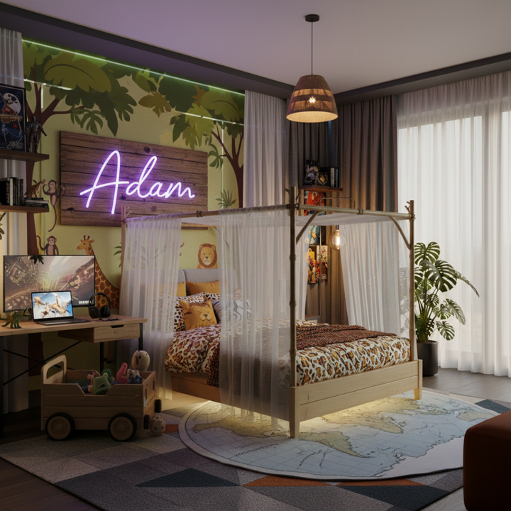 "Adam" Name LED Neon sign by LEDNeons -  glowing brightly on a wall, offering a personalized and stylish decorative accent.