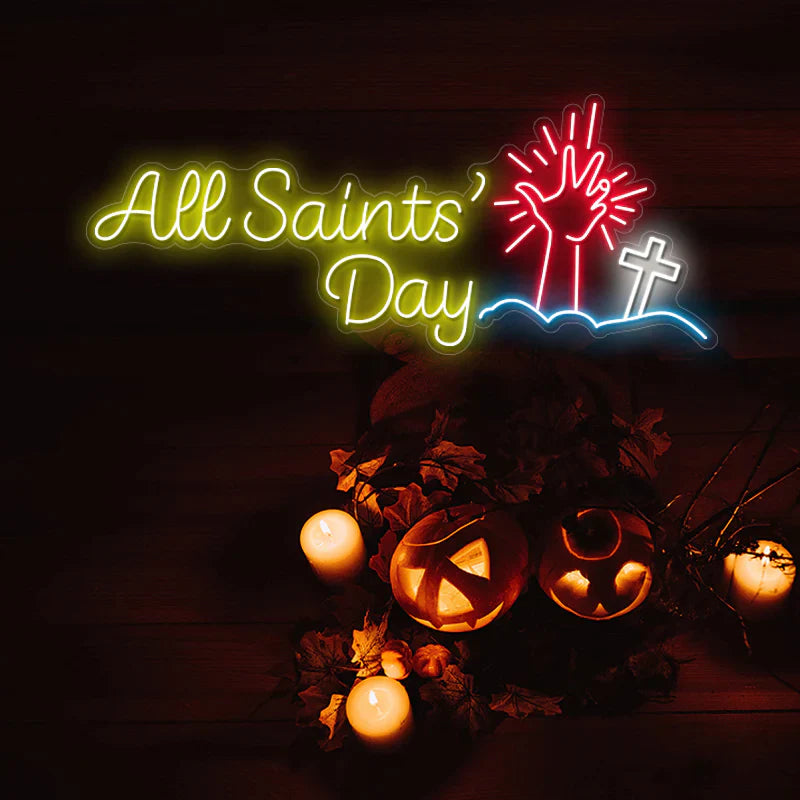 All Saints Day Halloween LED Neon Sign by LEDNeons - glowing decoration for All Saints and Halloween themed events