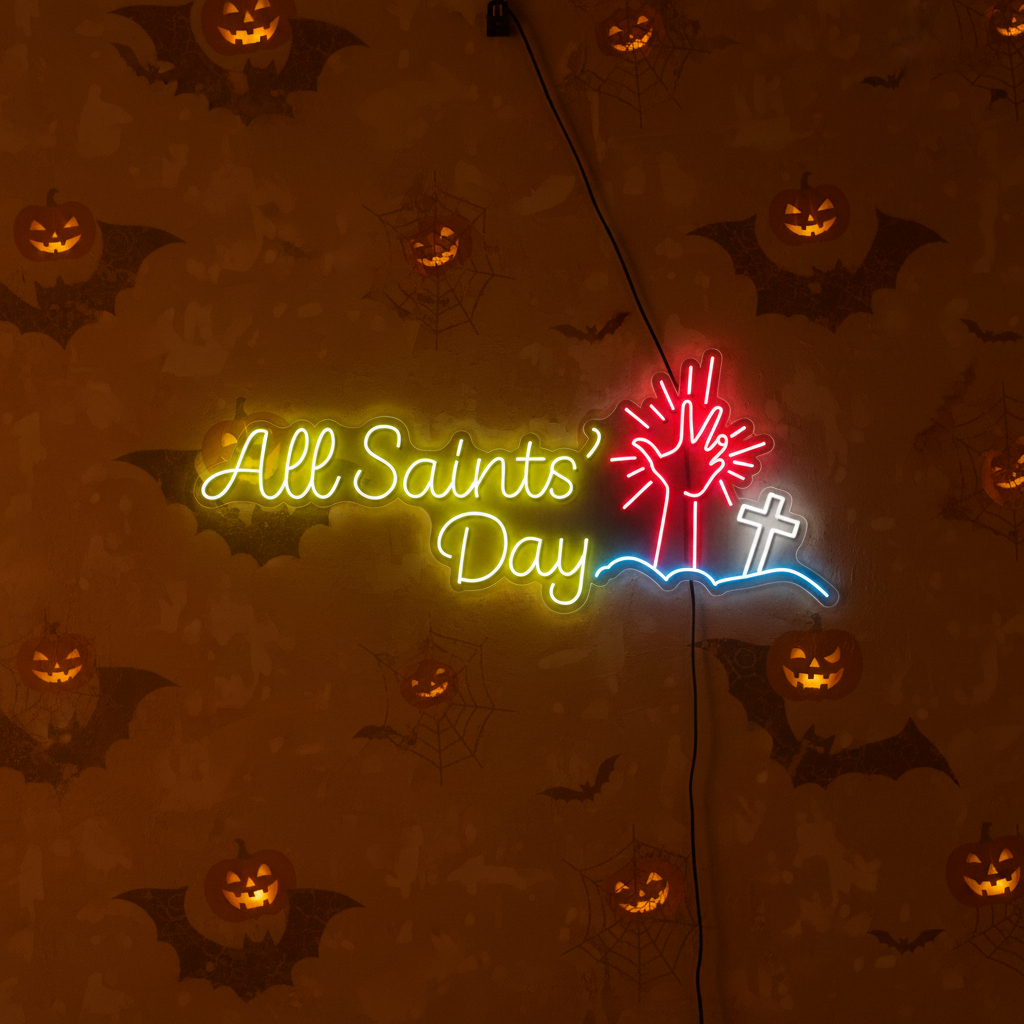 All Saints Day Halloween LED Neon Sign by LEDNeons - glowing decoration for All Saints and Halloween themed events