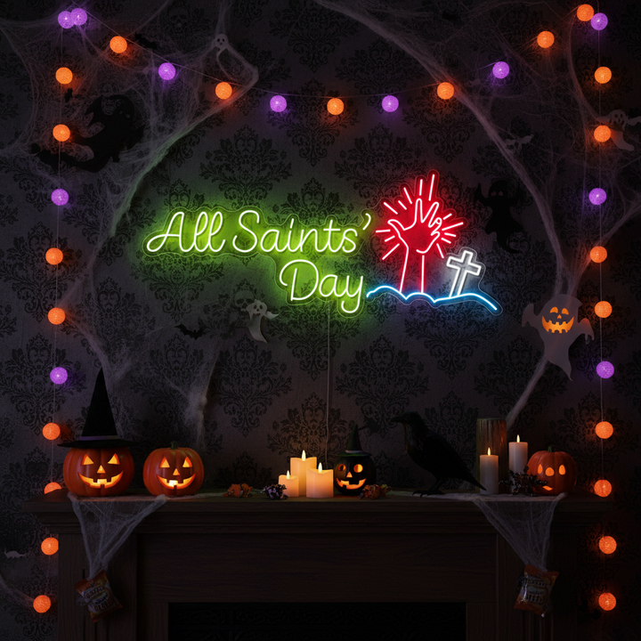 All Saints Day Halloween LED Neon Sign by LEDNeons - glowing decoration for All Saints and Halloween themed events