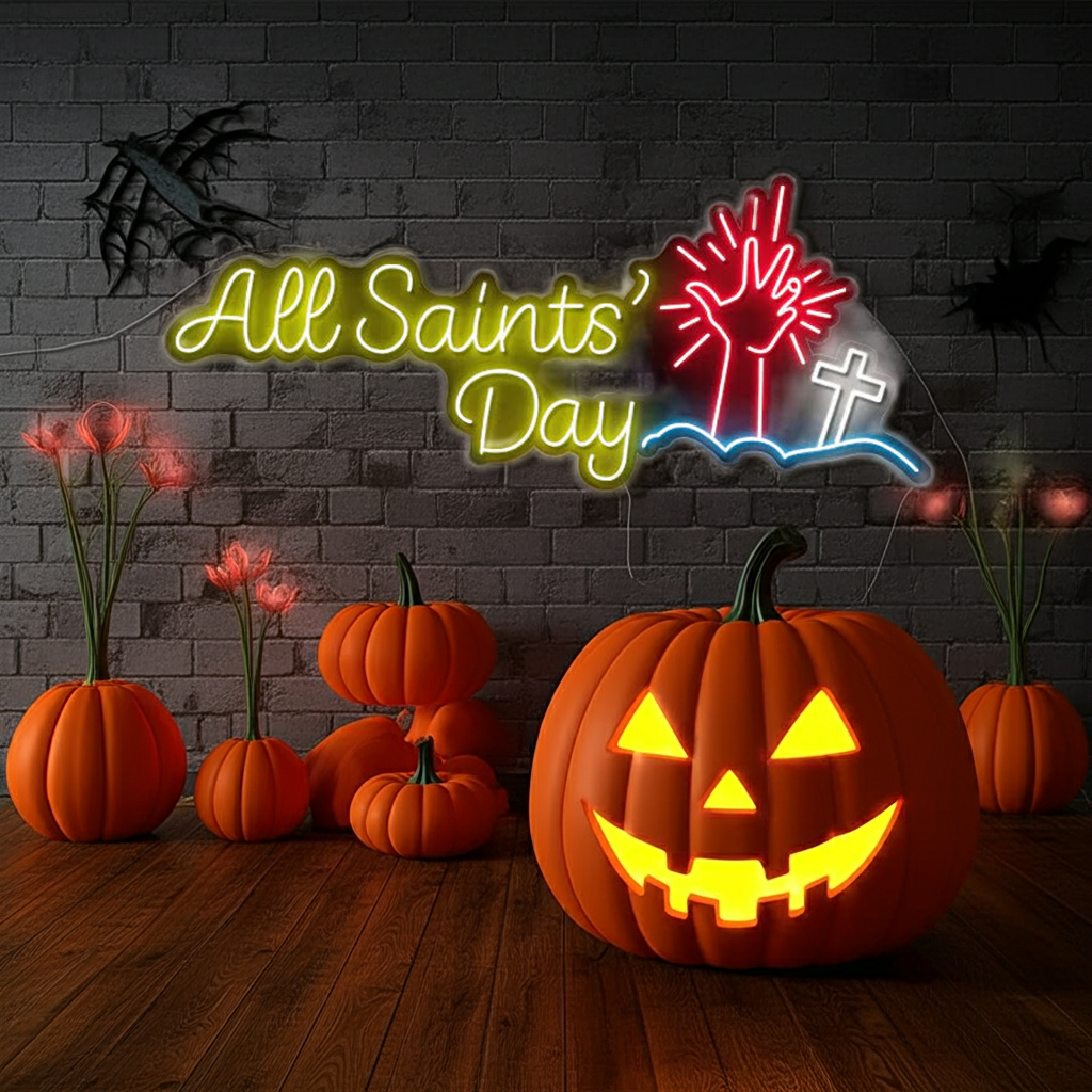 All Saints Day Halloween LED Neon Sign by LEDNeons - glowing decoration for All Saints and Halloween themed events