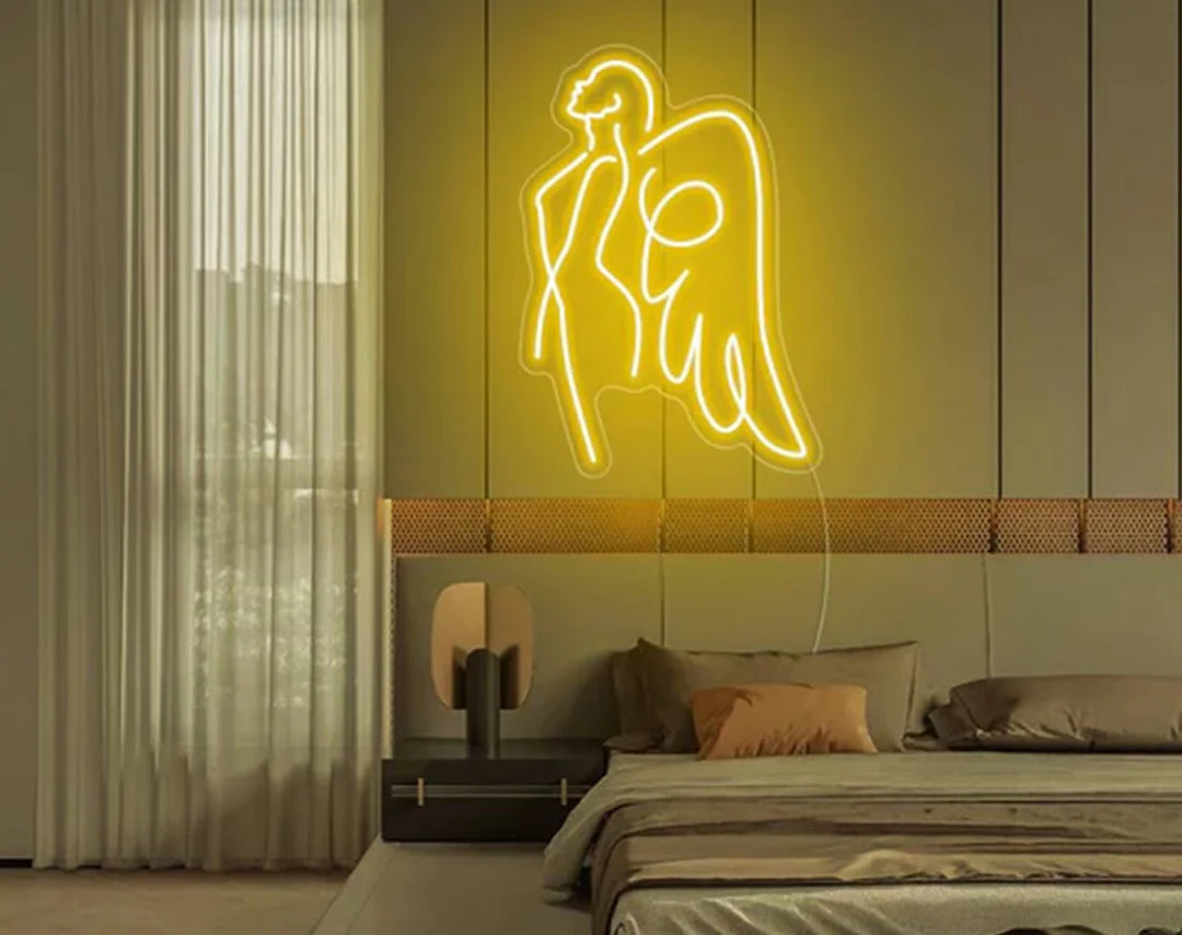 Angel Girl Valentine's Day LED Neon Sign by LEDNeons - Golden Yellow
