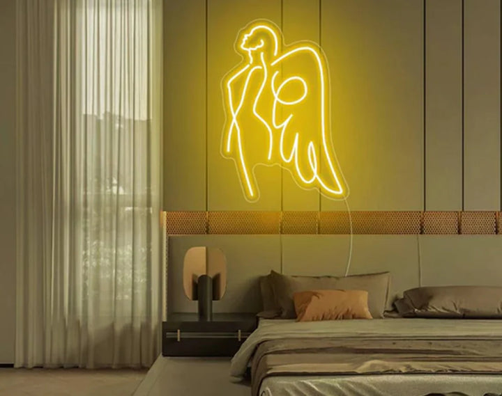 Angel Girl Valentine's Day LED Neon Sign by LEDNeons - Golden Yellow