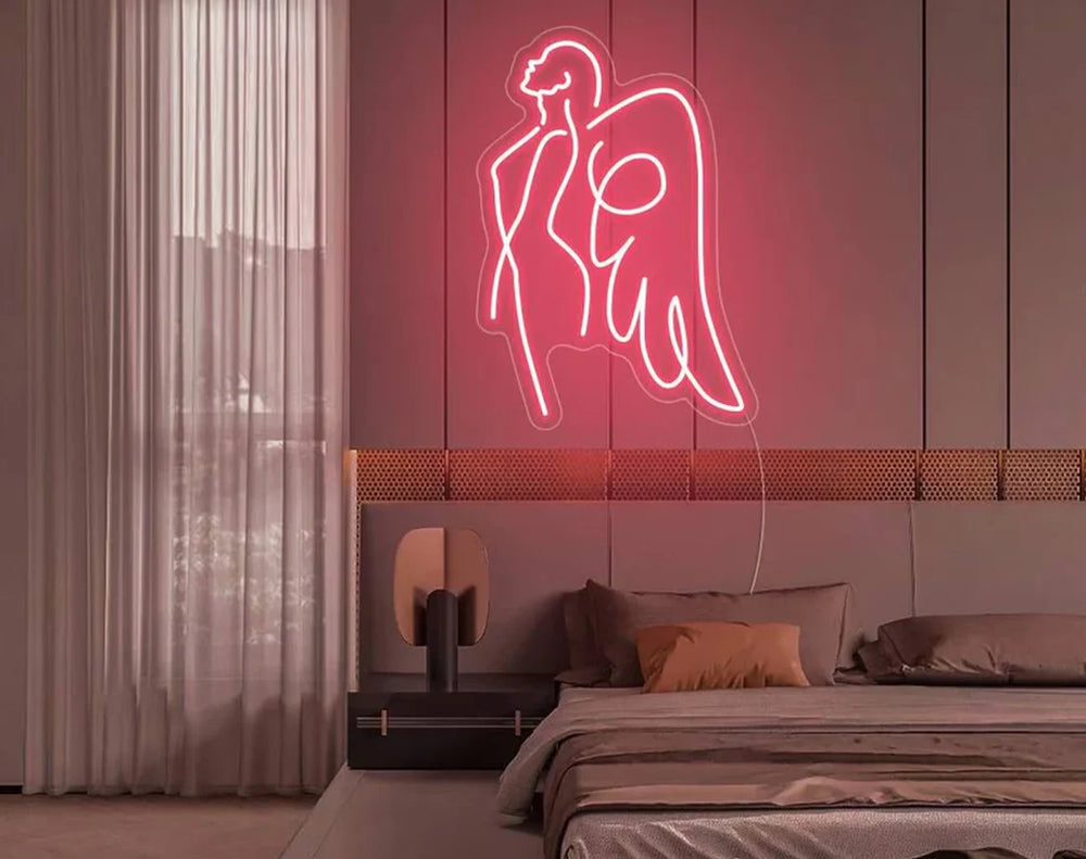 Angel Girl Valentine's Day LED Neon Sign by LEDNeons - Light Pink