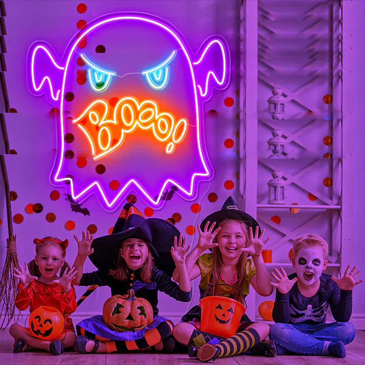 Angry Booo! Halloween LED Neon Sign by LEDNeon's  - Transform your space with Halloween LED Neon Sign