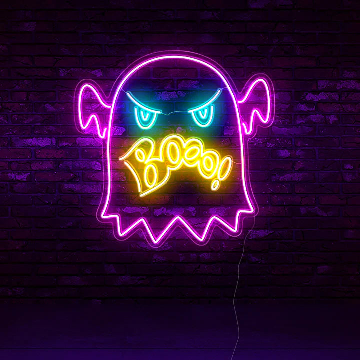 Angry Booo! Halloween LED Neon Sign by LEDNeon's- Transform your space with Halloween LED Neon Sign