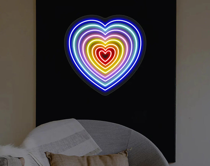 Colorful Animated Rainbow Heart LED Neon Sign by LEDNeons -  perfect for Valentine's Day Decor