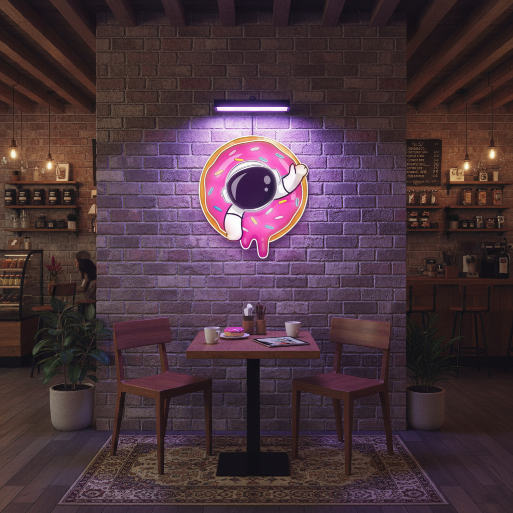 Astro Donut UV Light Neon Artwork by LEDNeons — a playful neon design