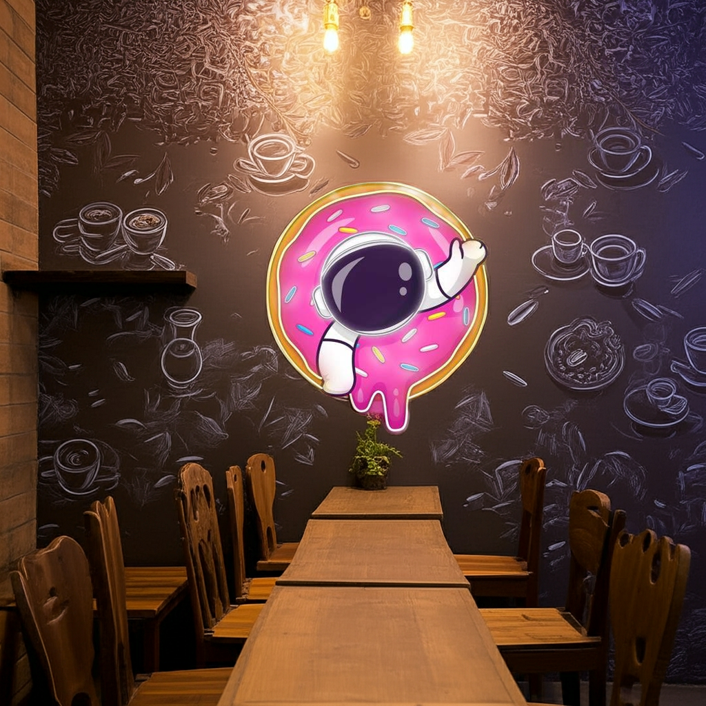 Astro Donut UV Light Neon Artwork by LEDNeons — a playful neon design