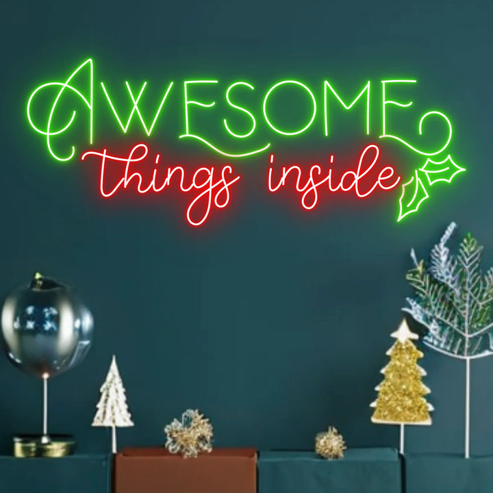 Thing Inside Neon Sign by LEDNeons - illuminated in festive red and green neon lights for a jolly holiday vibe.