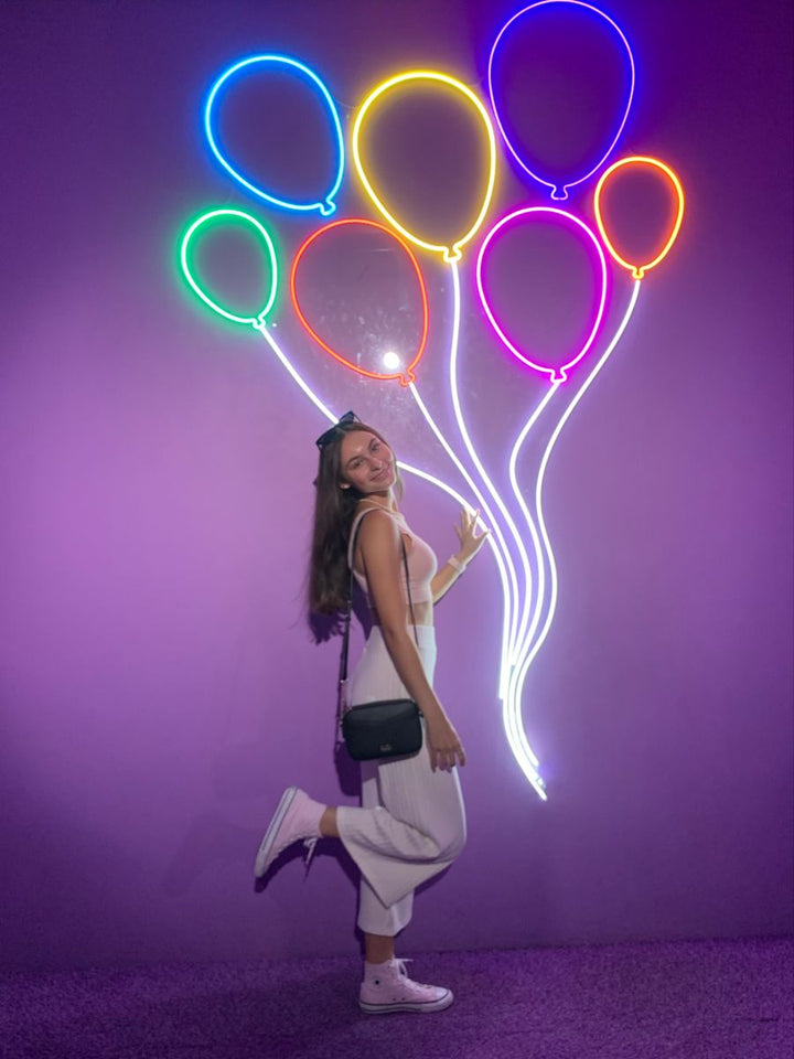 Balloon Bunch LED Neon sign by LEDNeons -  featuring a glowing cluster of colorful balloons, adding a festive and playful vibe to the space.