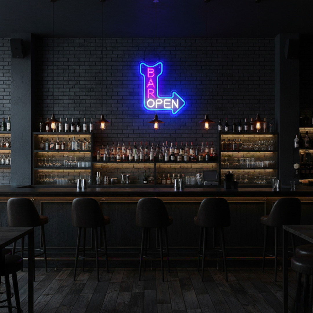 Bar Open” Business Neon Sign by LEDNeons  - great for attracting walk-in customers