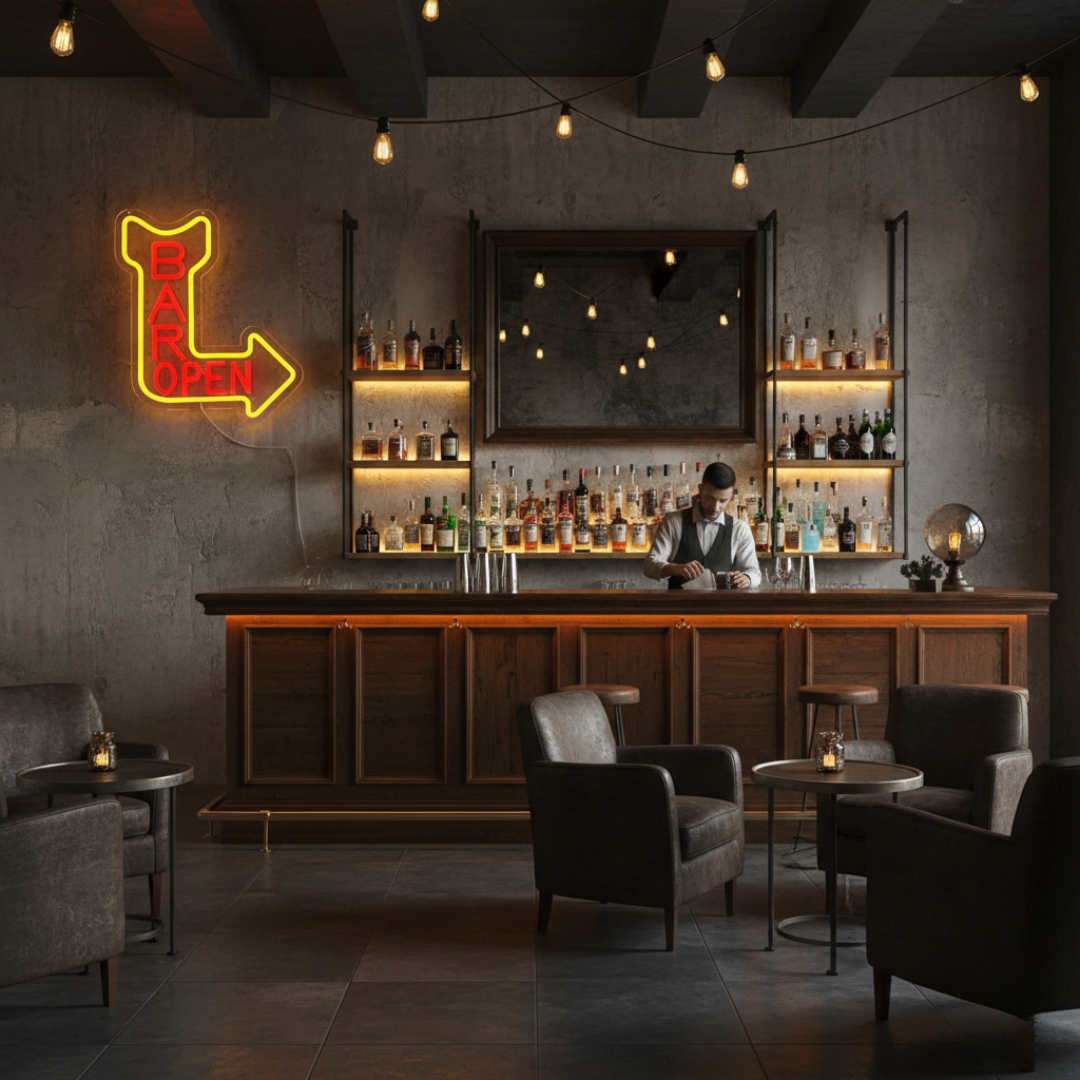 Bar Open” Business Neon Sign by LEDNeons  - great for attracting walk-in customers