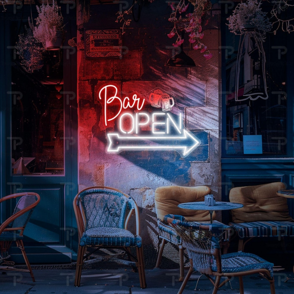 Bar Open Business Neon Sign  by LEDNeons - Bright LED Neon Sign highlighting Bars store front