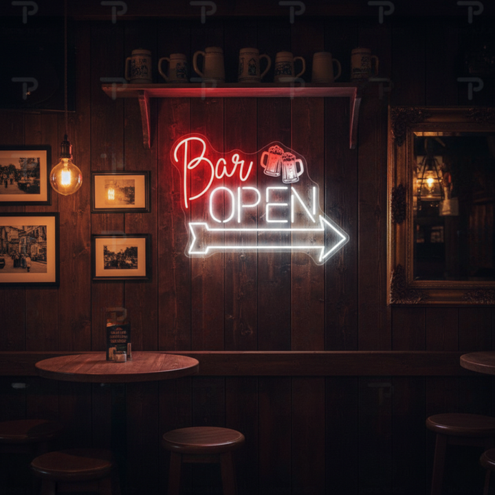 Bar Open Business Neon Sign  by LEDNeons - Bright LED Neon Sign highlighting Bars store front