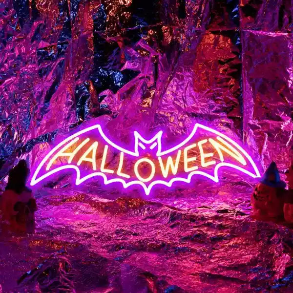 Bat Halloween LED Neon Sign by LEDNeons - ideal for spooky wall decorations.