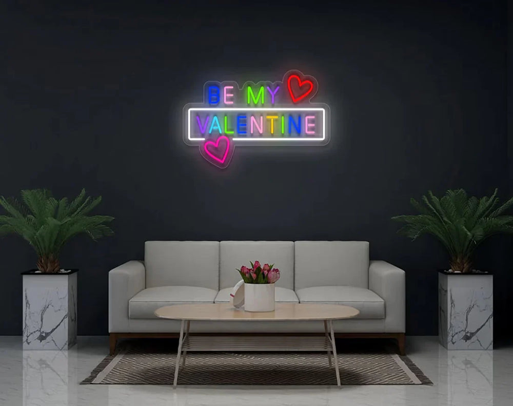 Colorful Be My Valentine with Hearts Valentine's Day LED Neon Sign by LEDNeons - great for parties and proposals.