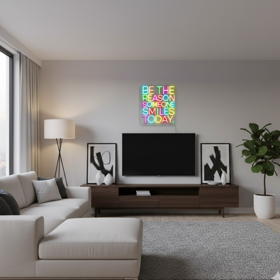 Be The Reason Someone Smiles Today Positive LED Neon Sign by LEDNeons – uplifting wall décor for home, office, or café
