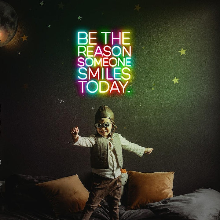 Be The Reason Someone Smiles Today Positive LED Neon Sign by LEDNeons – uplifting wall décor for home, office, or café