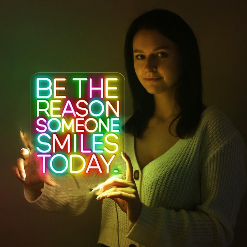 Be The Reason Someone Smiles Today Positive LED Neon Sign by LEDNeons – uplifting wall décor for home, office, or café