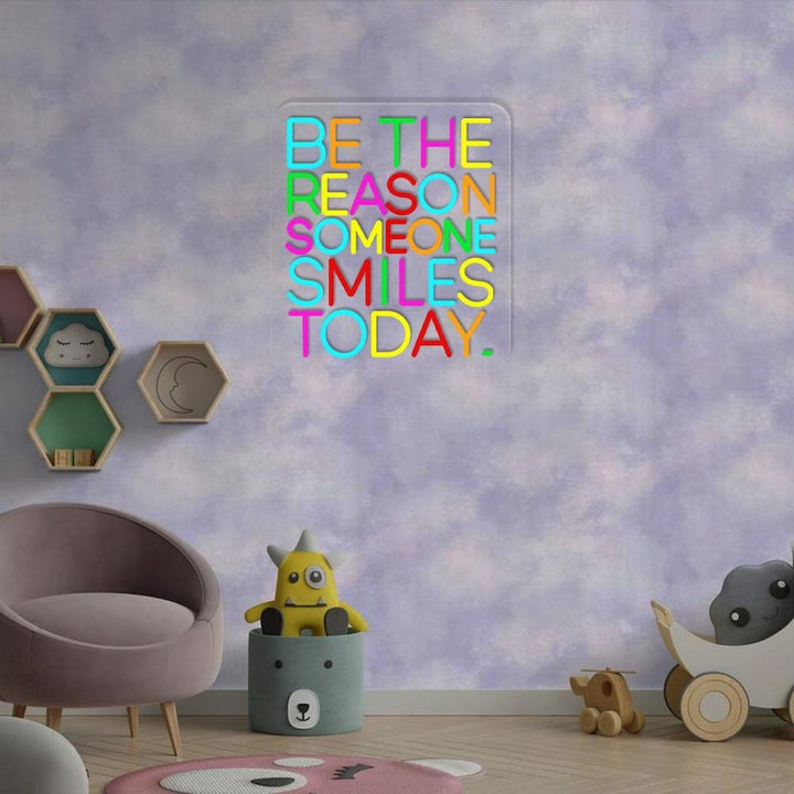 Be The Reason Someone Smiles Today Positive LED Neon Sign by LEDNeons – uplifting wall décor for home, office, or café