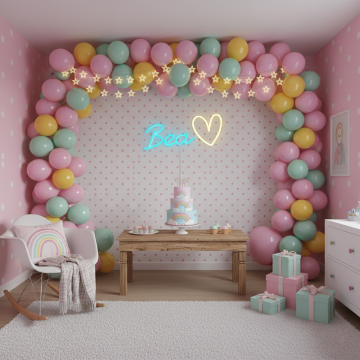 "Bea" name LED Neon sign by LEDNeons  -  glowing on a wall, offering a custom and charming decorative accent.