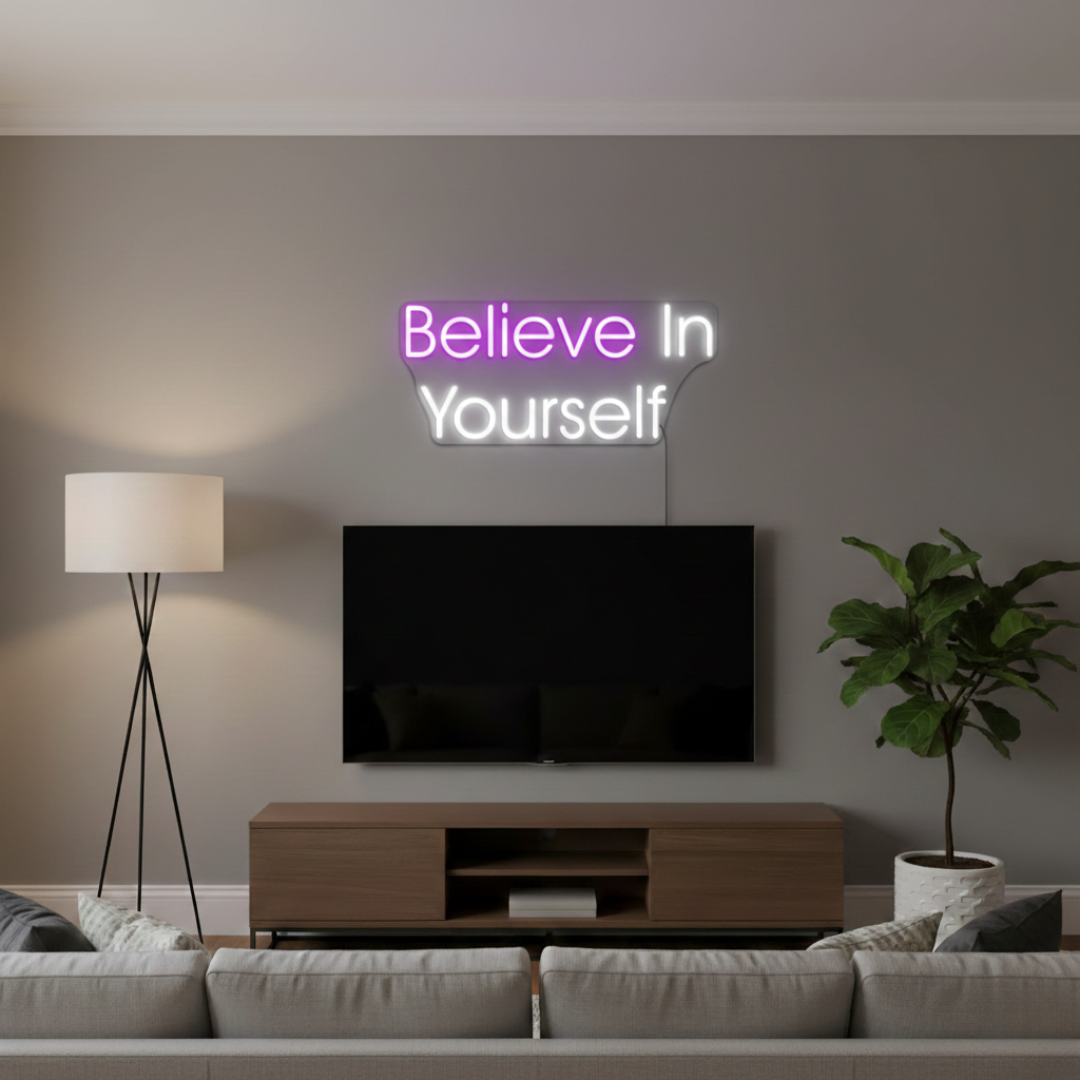 Believe In Yourself Motivational LED Neon Sign by LEDNeons for inspirational home or office décor