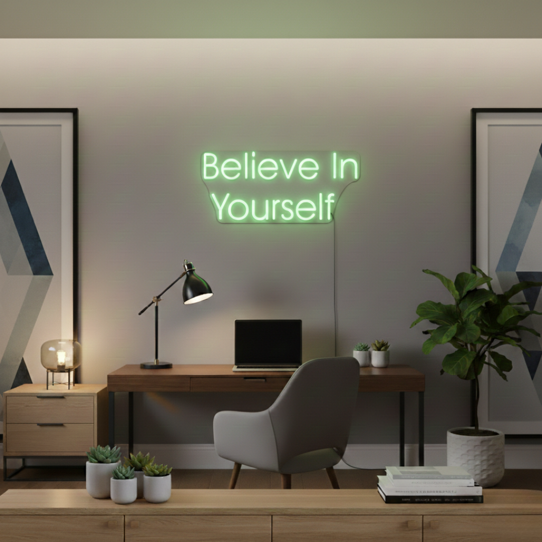 Believe In Yourself Motivational LED Neon Sign by LEDNeons for inspirational home or office décor