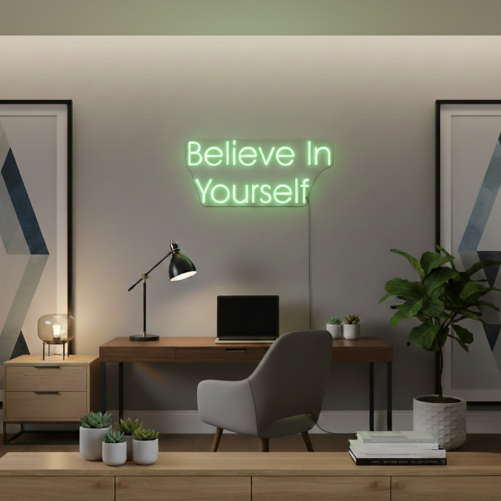 Believe In Yourself Motivational LED Neon Sign by LEDNeons for inspirational home or office décor