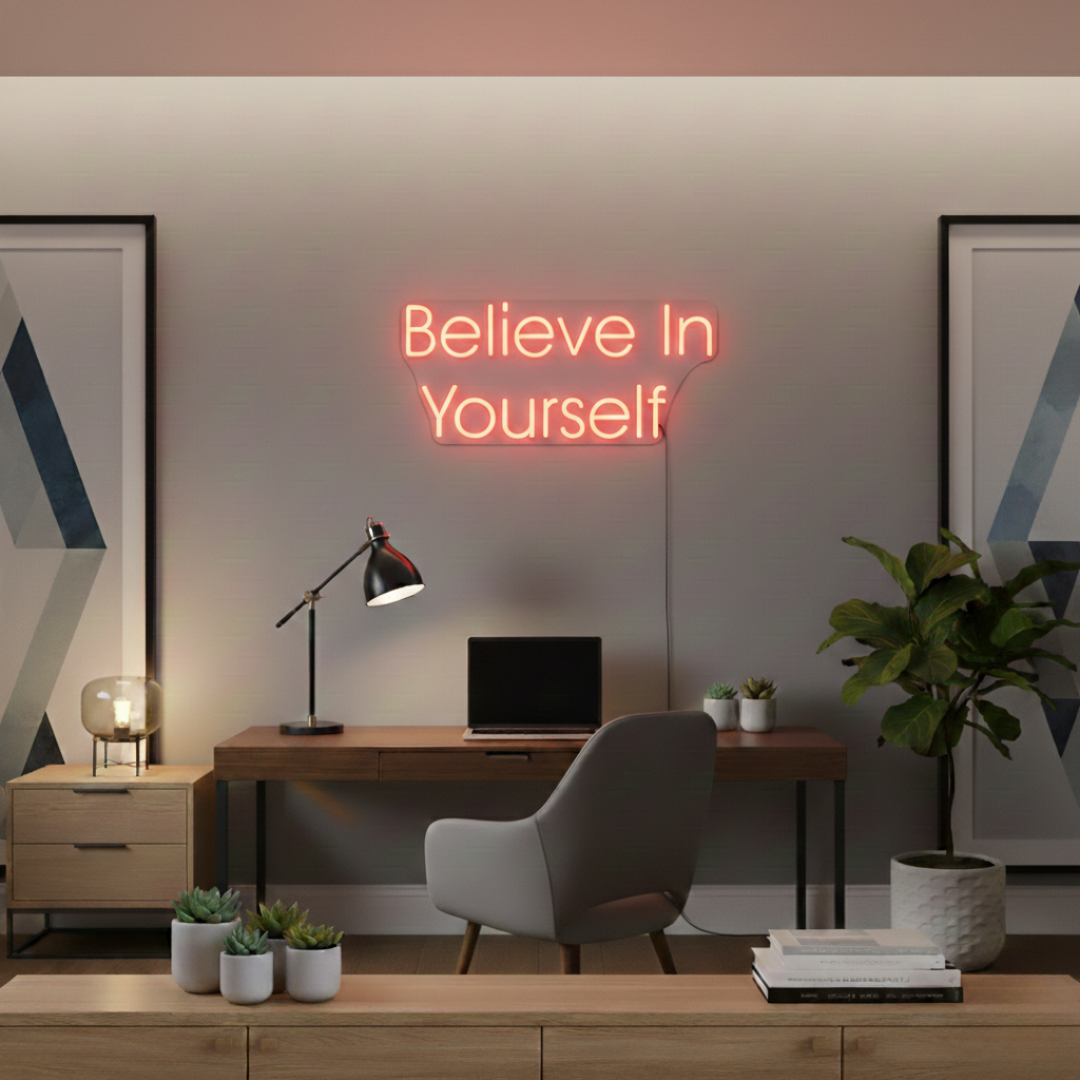 Believe In Yourself Motivational LED Neon Sign by LEDNeons for inspirational home or office décor