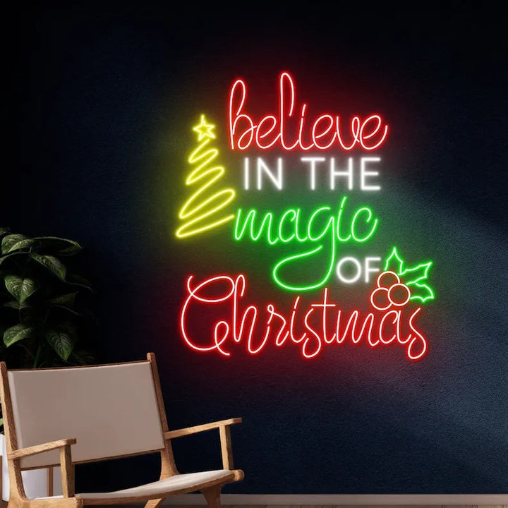 Believe in the Magic of Christmas Neon Sign by LEDNeons  - Celebrate the Festive season with this magical Christmas neon sign.