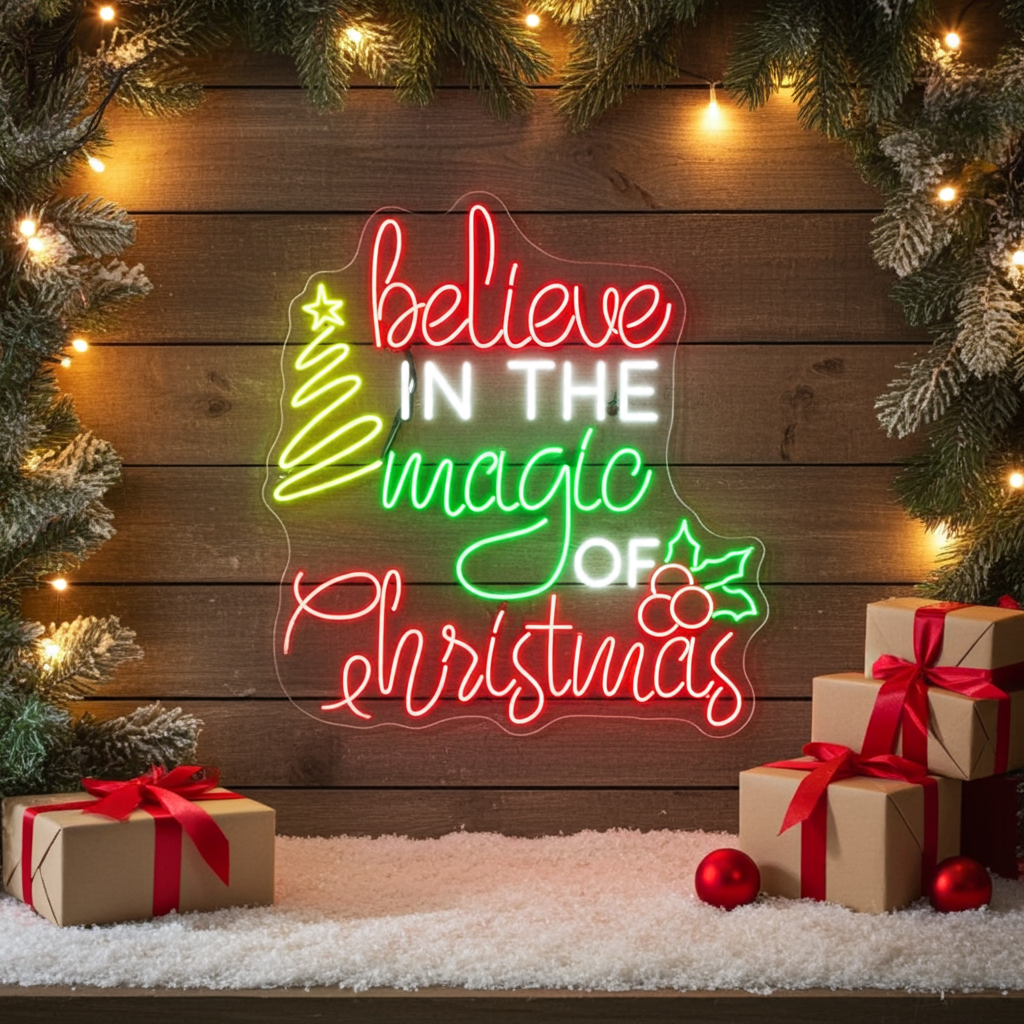 Believe in the Magic of Christmas Neon Sign by LEDNeons  - Celebrate the Festive season with this magical Christmas neon sign.